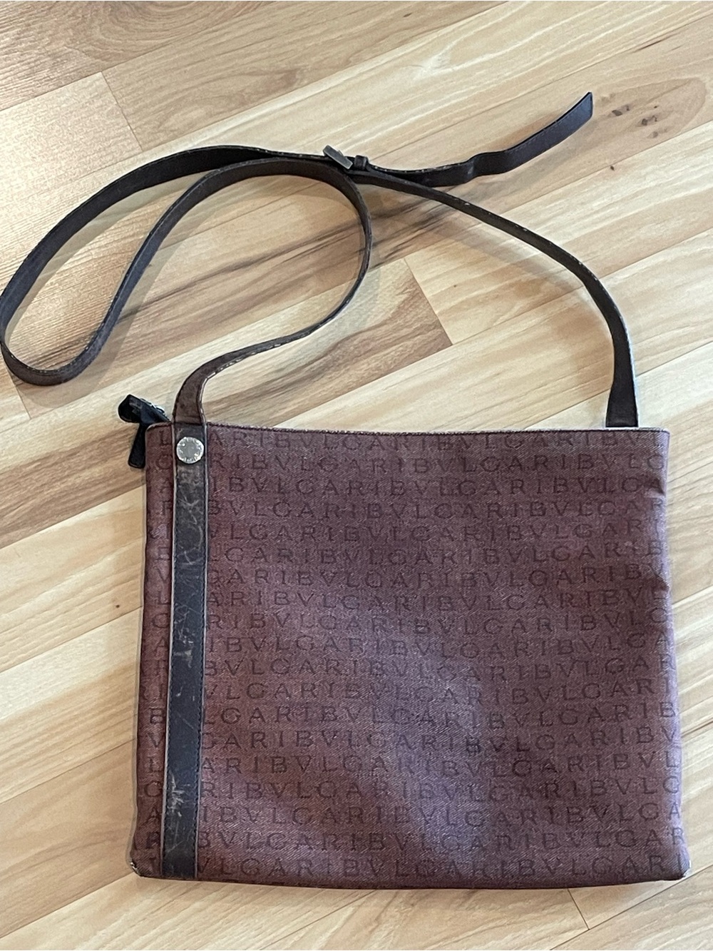 Vintage Bvlgari Logomania Monogram Canvas Crossbody w/ Leather trim